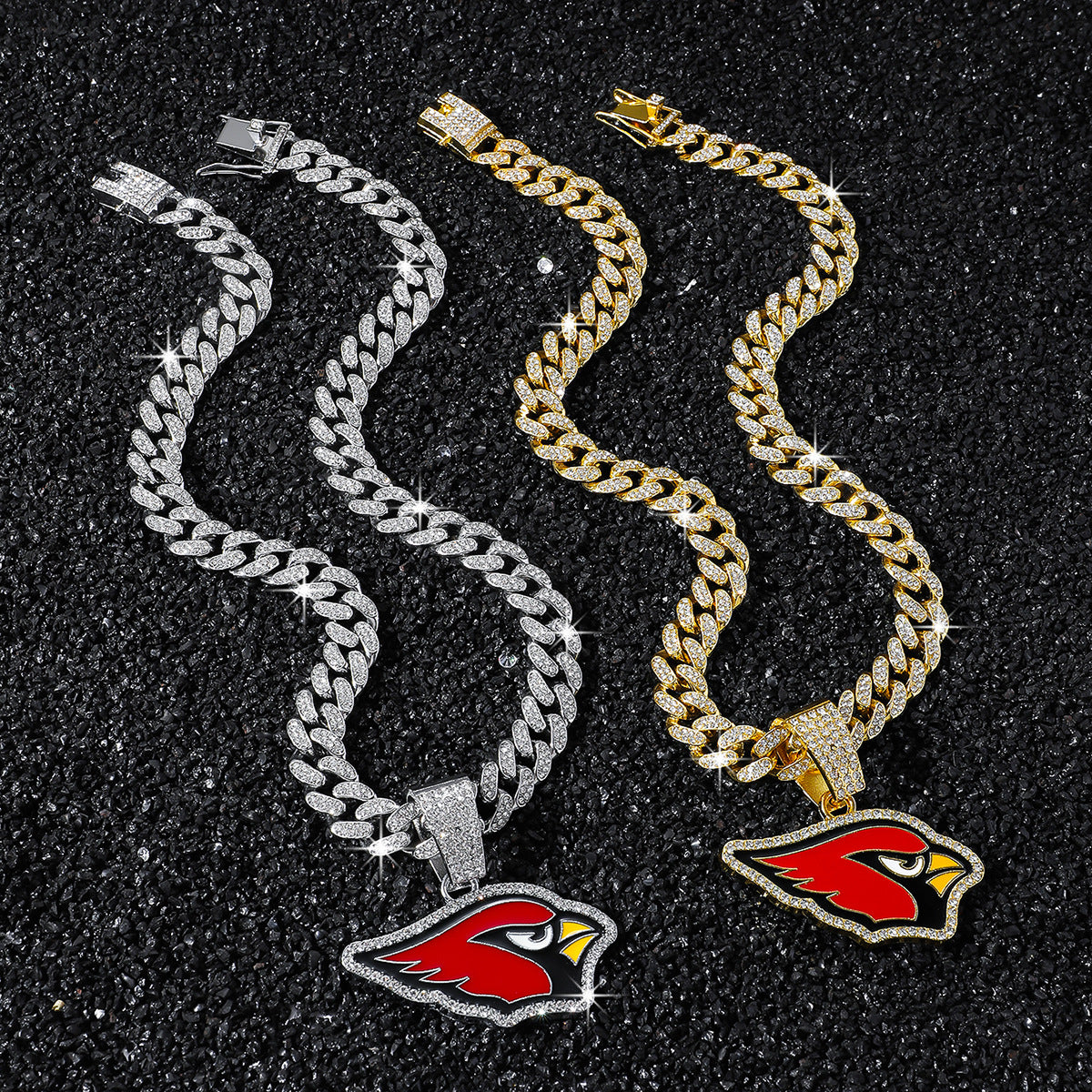 Arizona Cardinals necklace two-color set: one silver-tone and one gold-tone necklace