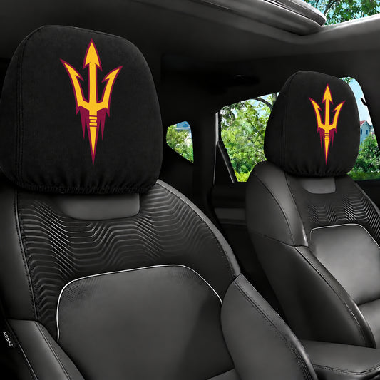Arizona State Sun Devils car headrest cover, Style 1 team design, installed in car