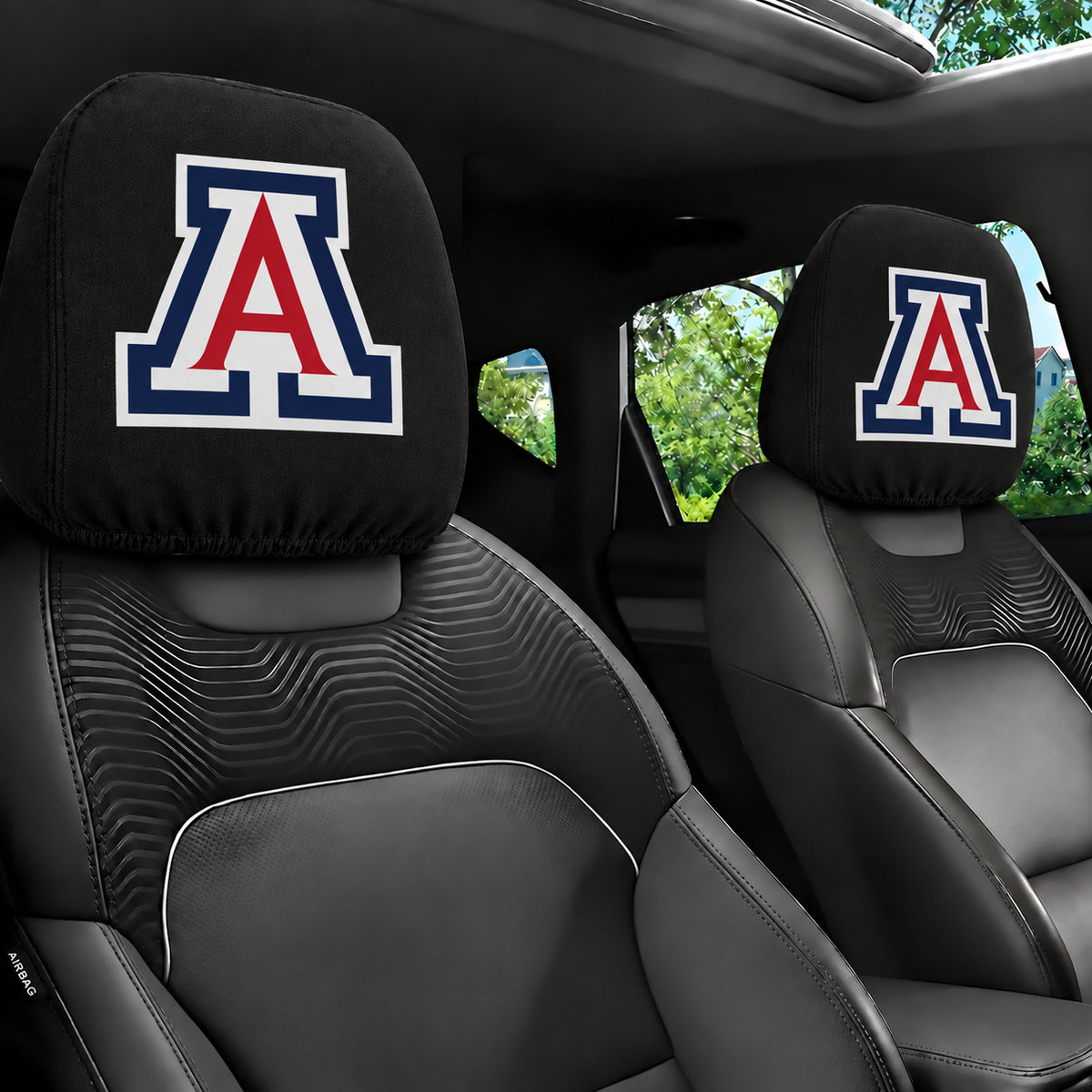 Arizona Wildcats car headrest cover, Style 1 team design, installed in car