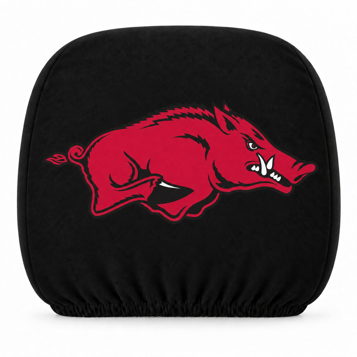 Arkansas Razorbacks car headrest cover, Style 1 team design, white background