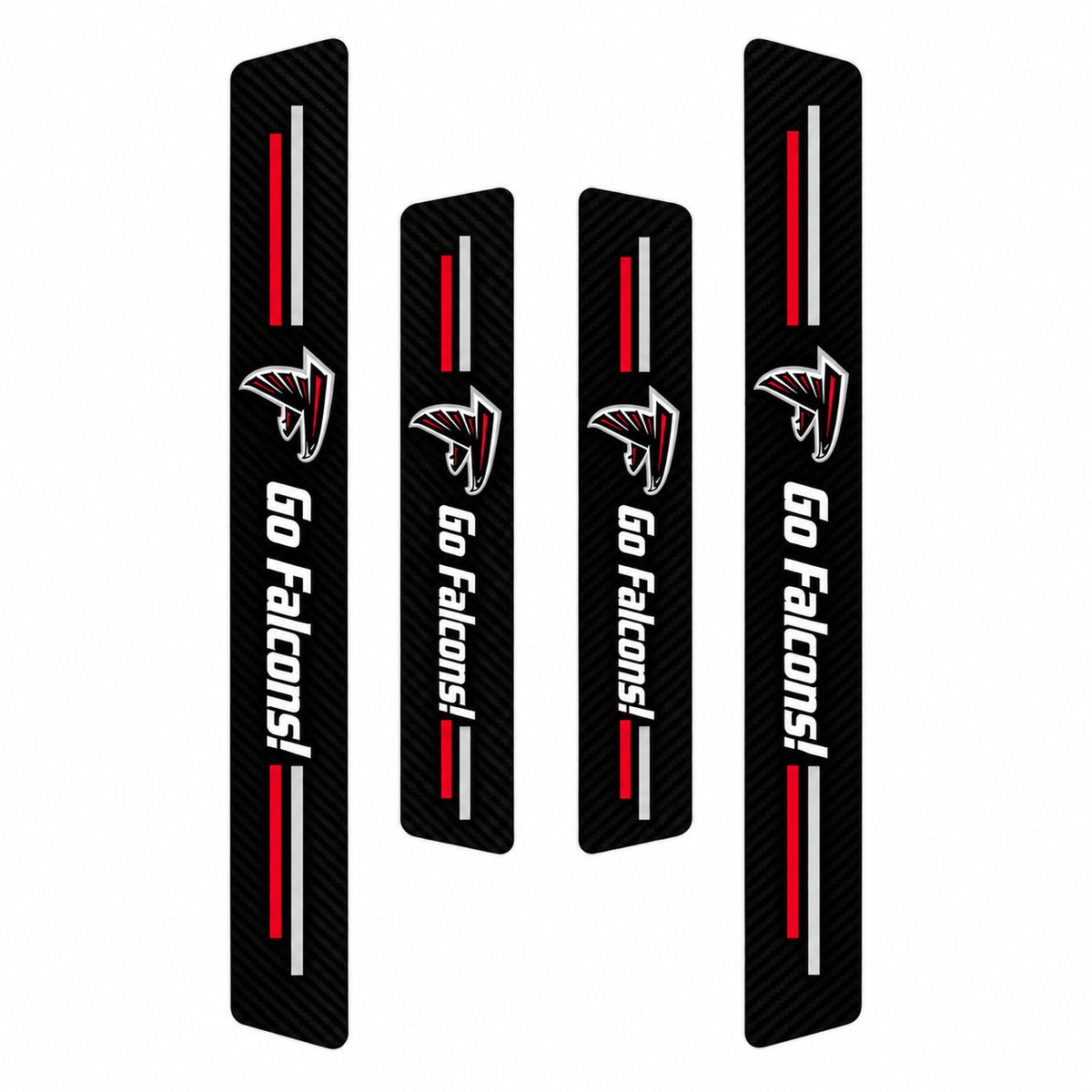 Atlanta Falcons car door sill protector strips — four-piece product layout