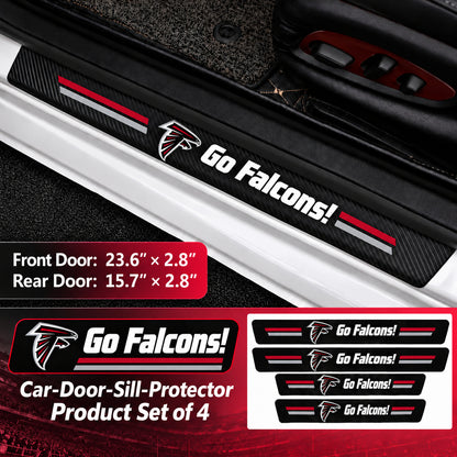Atlanta Falcons car door sill protector strips — 1 set of 4 pieces and dimensions