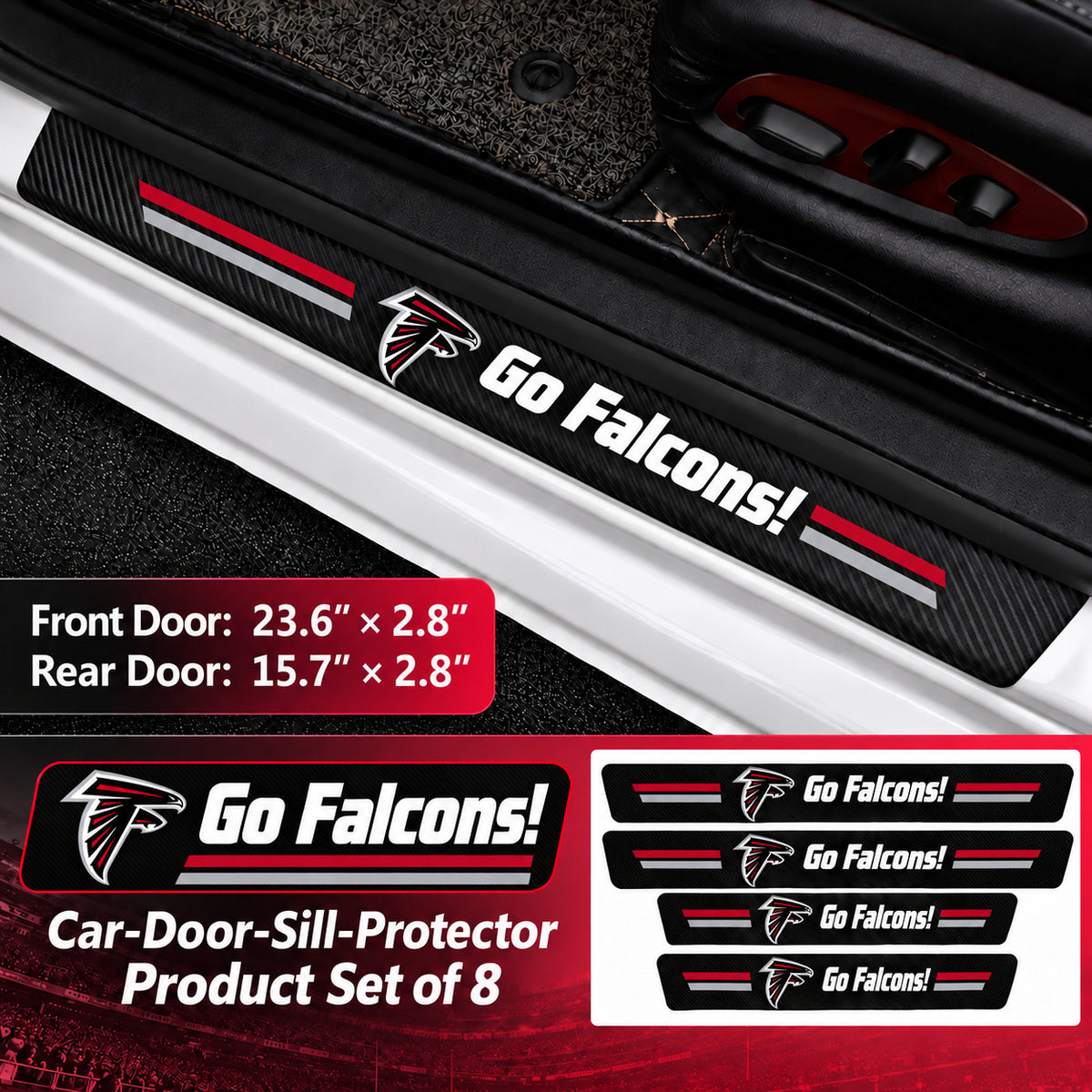 Atlanta Falcons car door sill protector strips — 2 sets of 8 pieces