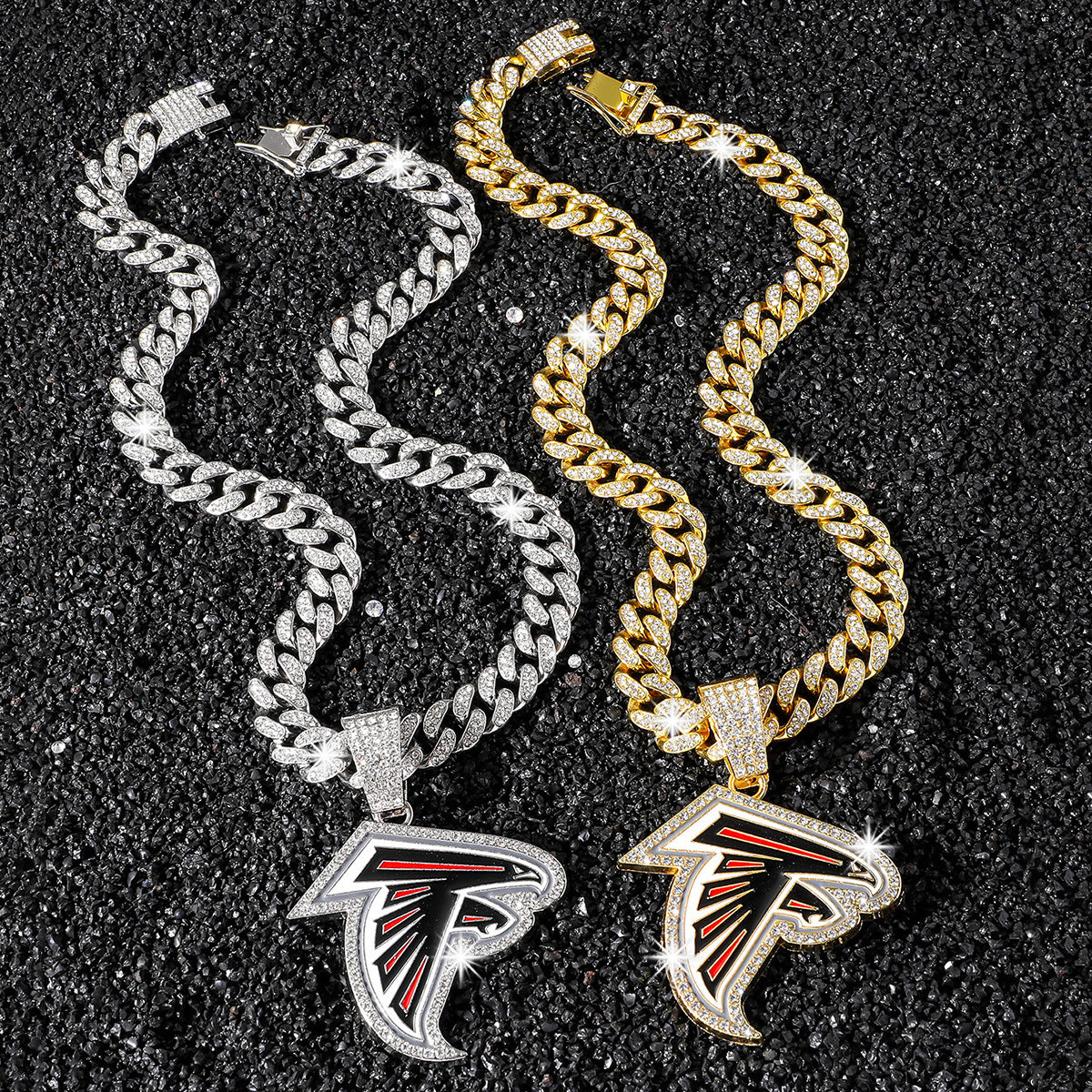 Atlanta Falcons necklace two-color set: one silver-tone and one gold-tone necklace