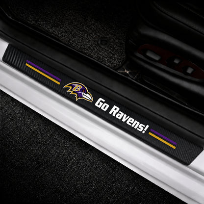 Baltimore Ravens car door sill protector strips — vehicle installation view