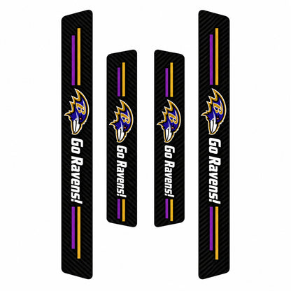 Baltimore Ravens car door sill protector strips — four-piece product layout