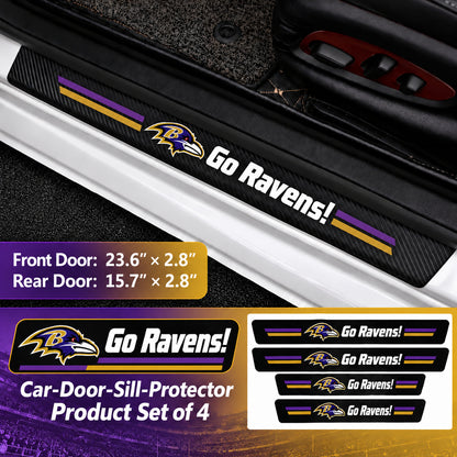 Baltimore Ravens car door sill protector strips — 1 set of 4 pieces and dimensions