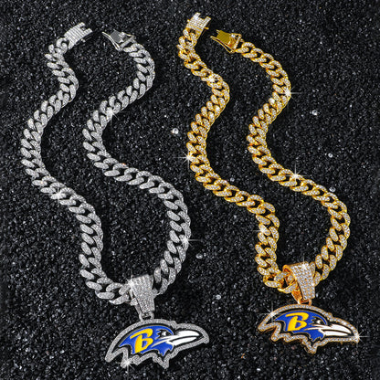 Baltimore Ravens necklace two-color set: one silver-tone and one gold-tone necklace