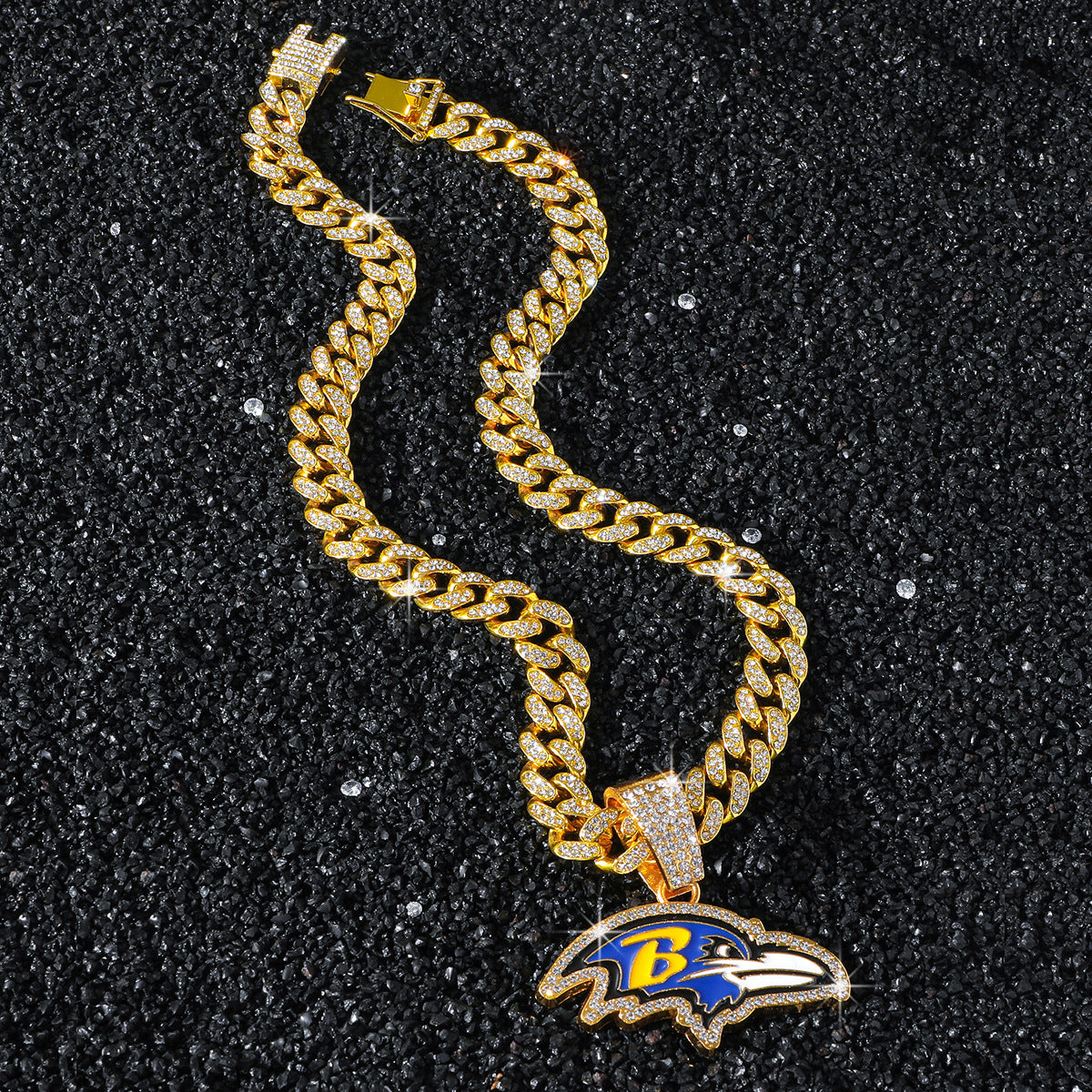 Baltimore Ravens gold-tone rhinestone necklace