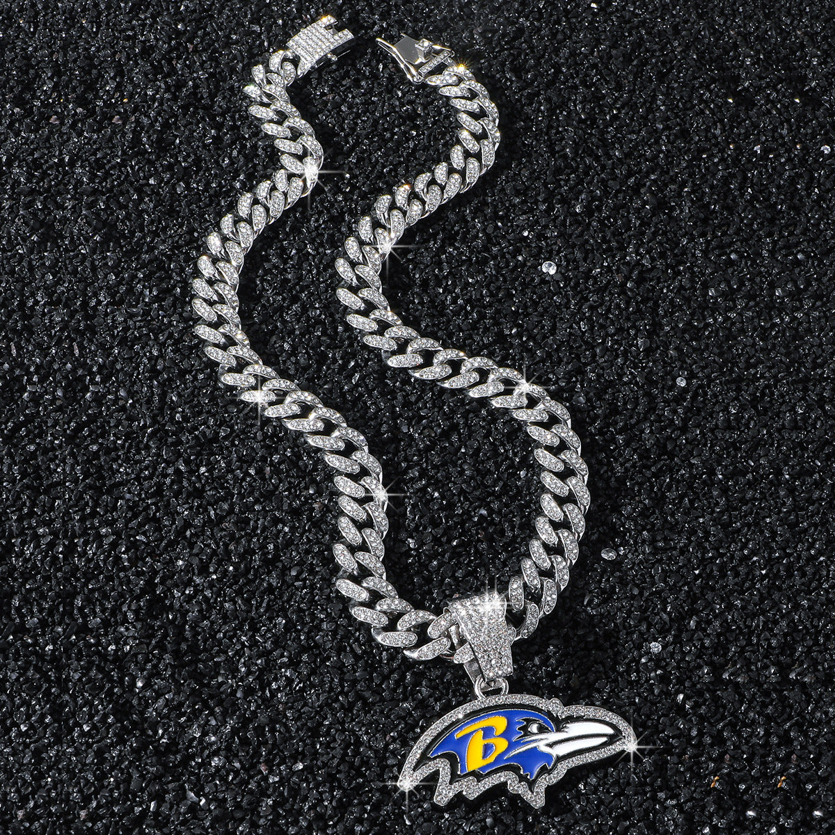 Baltimore Ravens silver-tone rhinestone necklace