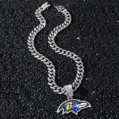 Baltimore Ravens silver-tone rhinestone necklace