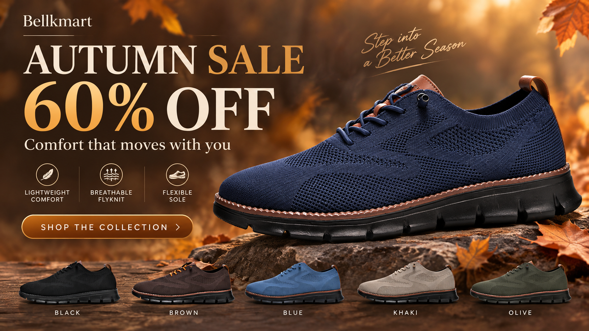 Bellkmart autumn sale: 60% off. Comfort that moves with you. Shop the men's shoes collection.