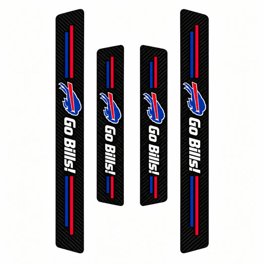 Buffalo Bills car door sill protector strips — four-piece product layout
