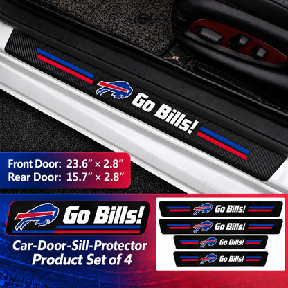 Buffalo Bills car door sill protector strips — 1 set of 4 pieces and dimensions