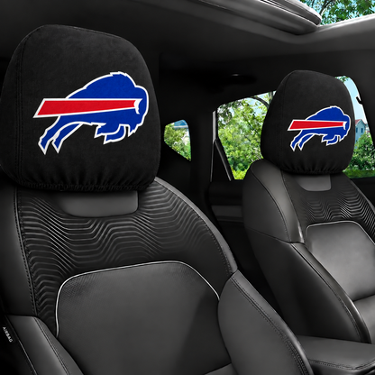 Buffalo Bills car headrest cover, Style 1 logo design, installed in car