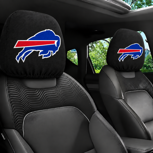 Buffalo Bills car headrest cover, Style 1 logo design, installed in car