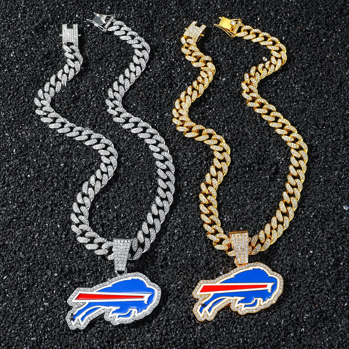 Buffalo Bills necklace two-color set: one silver-tone and one gold-tone necklace