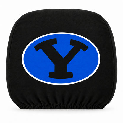BYU Cougars car headrest cover, Style 1 team design, white background