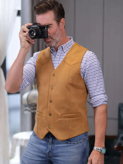 Men's Casual Suede Vest - Bellkmart