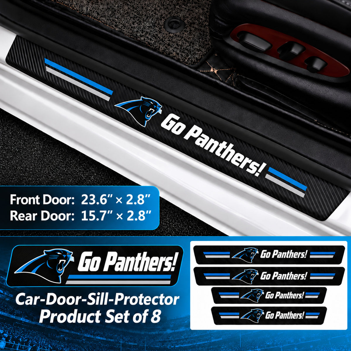 Carolina Panthers car door sill protector strips — 2 sets of 8 pieces