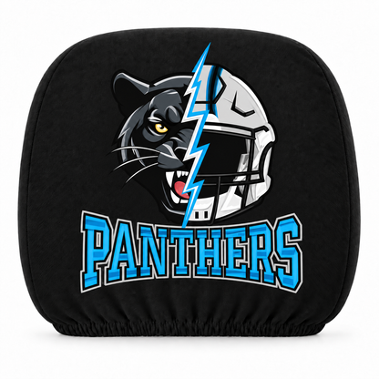Carolina Panthers car headrest cover, Style 2 illustrated mascot design, white background