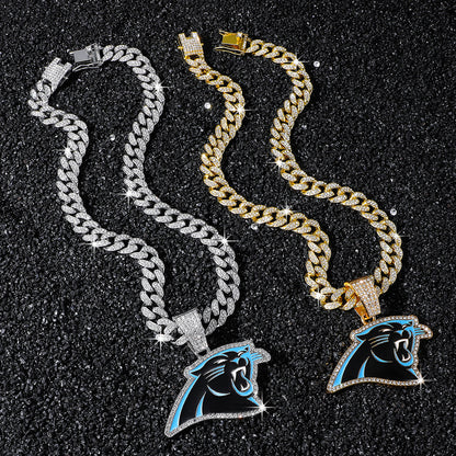 Carolina Panthers necklace two-color set: one silver-tone and one gold-tone necklace