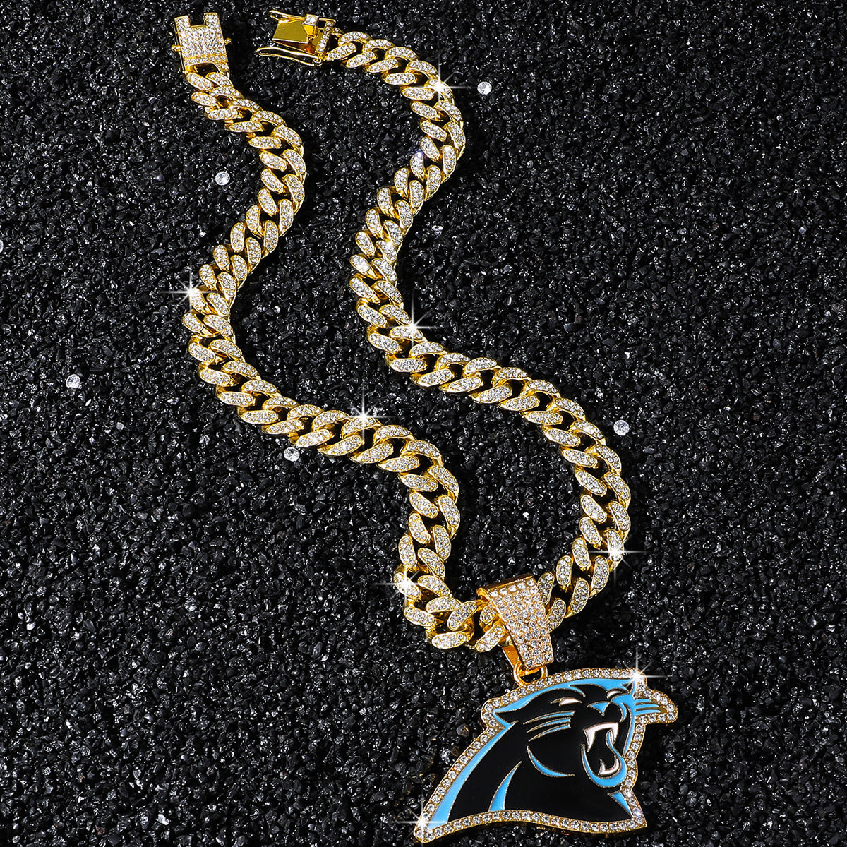 Carolina Panthers gold-tone rhinestone necklace