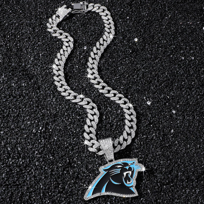 Carolina Panthers silver-tone rhinestone necklace