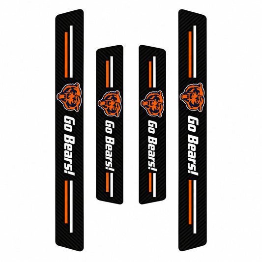 Chicago Bears car door sill protector strips — four-piece product layout