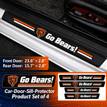 Chicago Bears car door sill protector strips — 1 set of 4 pieces and dimensions
