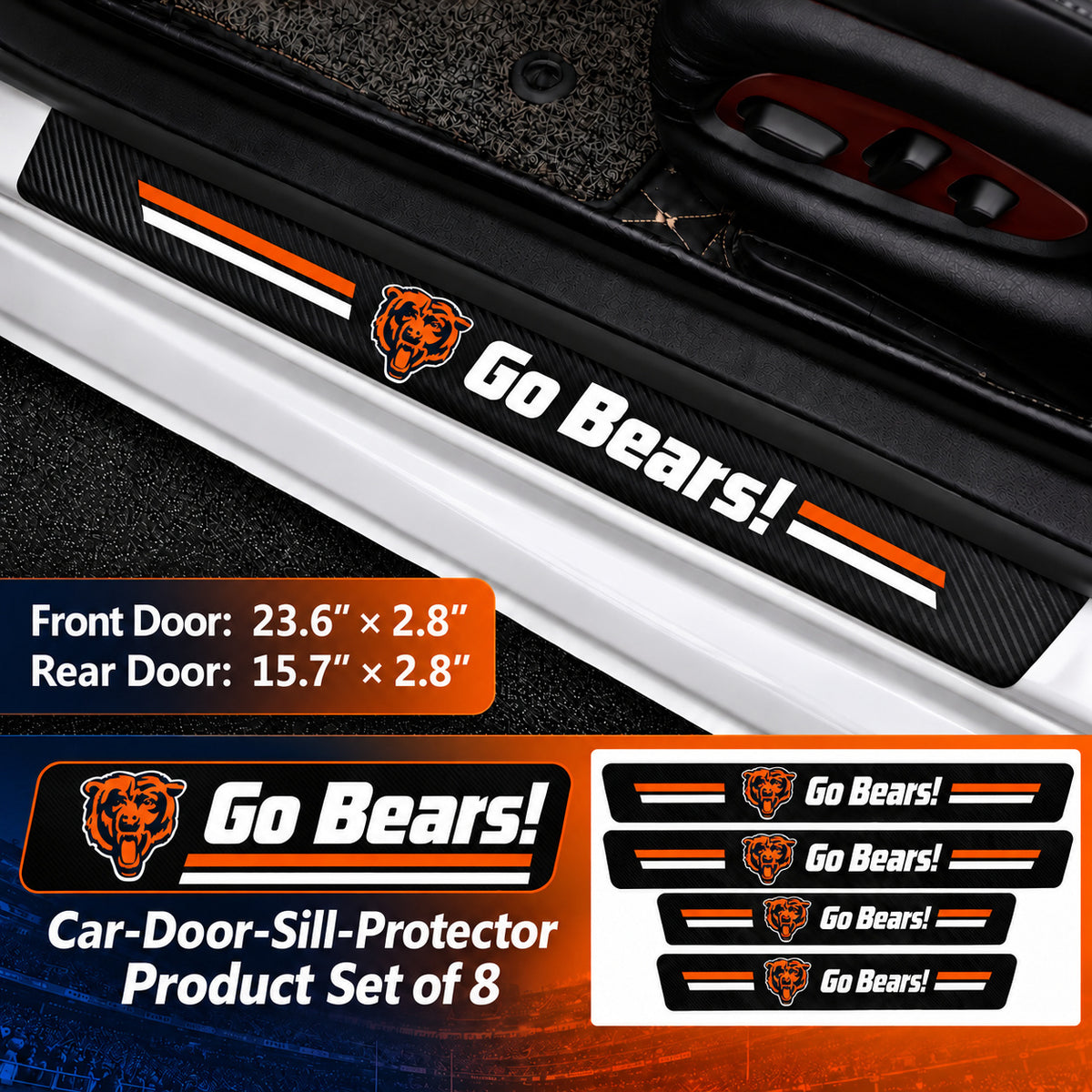 Chicago Bears car door sill protector strips — 2 sets of 8 pieces