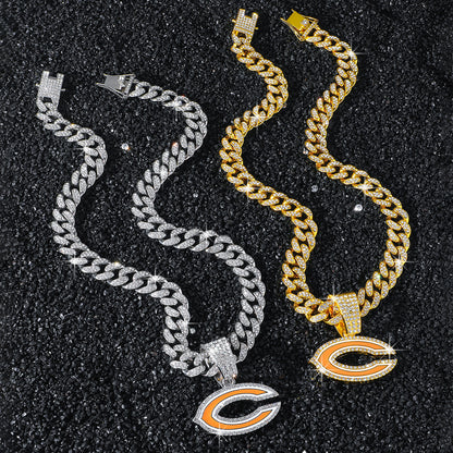 Chicago Bears necklace two-color set: one silver-tone and one gold-tone necklace