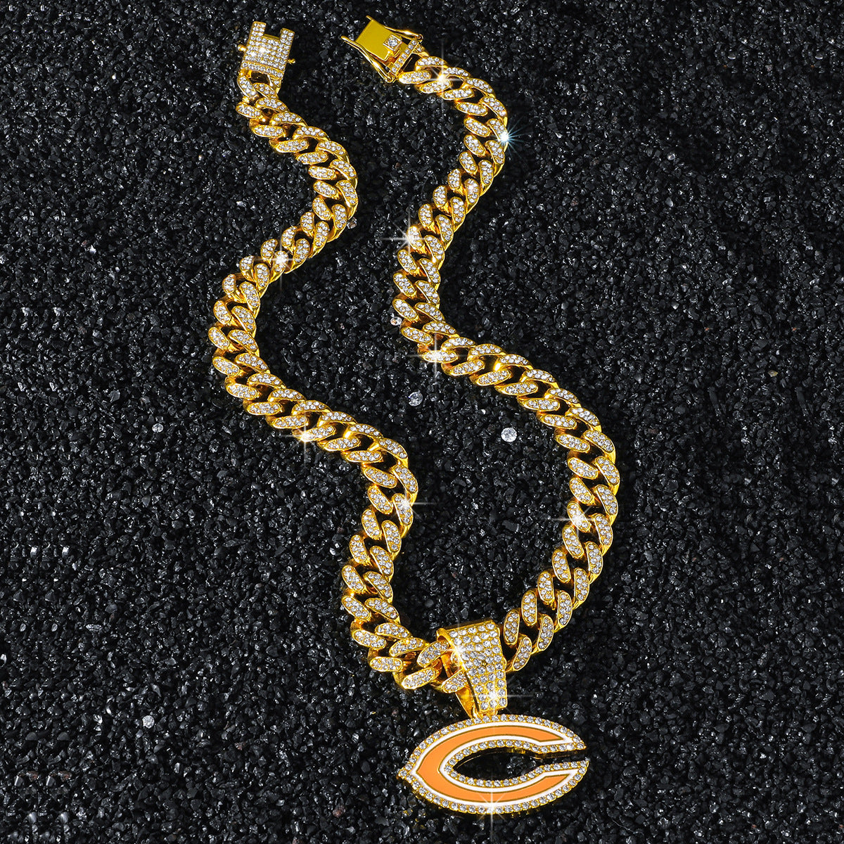 Chicago Bears gold-tone rhinestone necklace