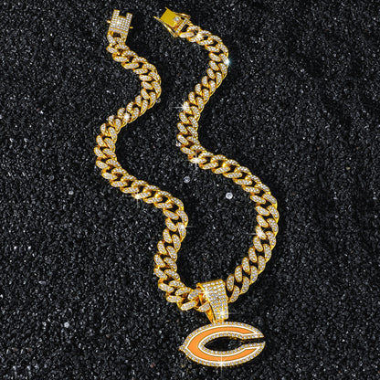 Chicago Bears gold-tone rhinestone necklace