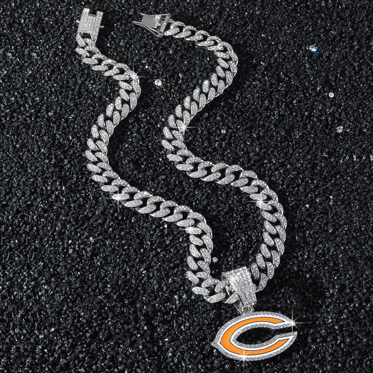 Chicago Bears silver-tone rhinestone necklace