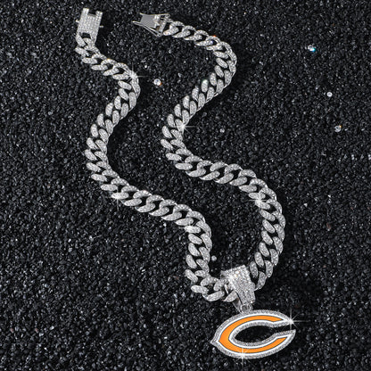 Chicago Bears silver-tone rhinestone necklace