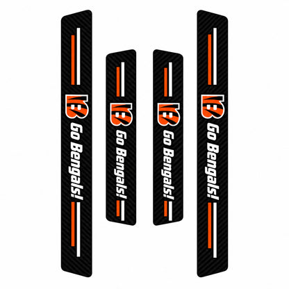 Cincinnati Bengals car door sill protector strips — four-piece product layout