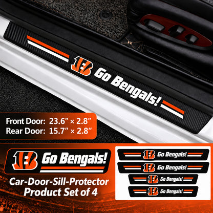 Cincinnati Bengals car door sill protector strips — 1 set of 4 pieces and dimensions