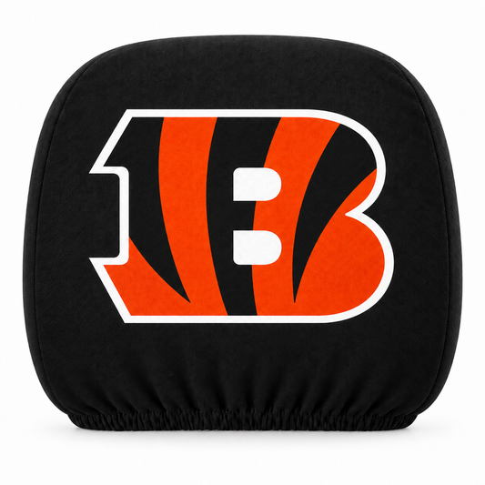 Cincinnati Bengals car headrest cover, Style 1 logo design, white background
