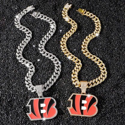 Cincinnati Bengals necklace two-color set: one silver-tone and one gold-tone necklace