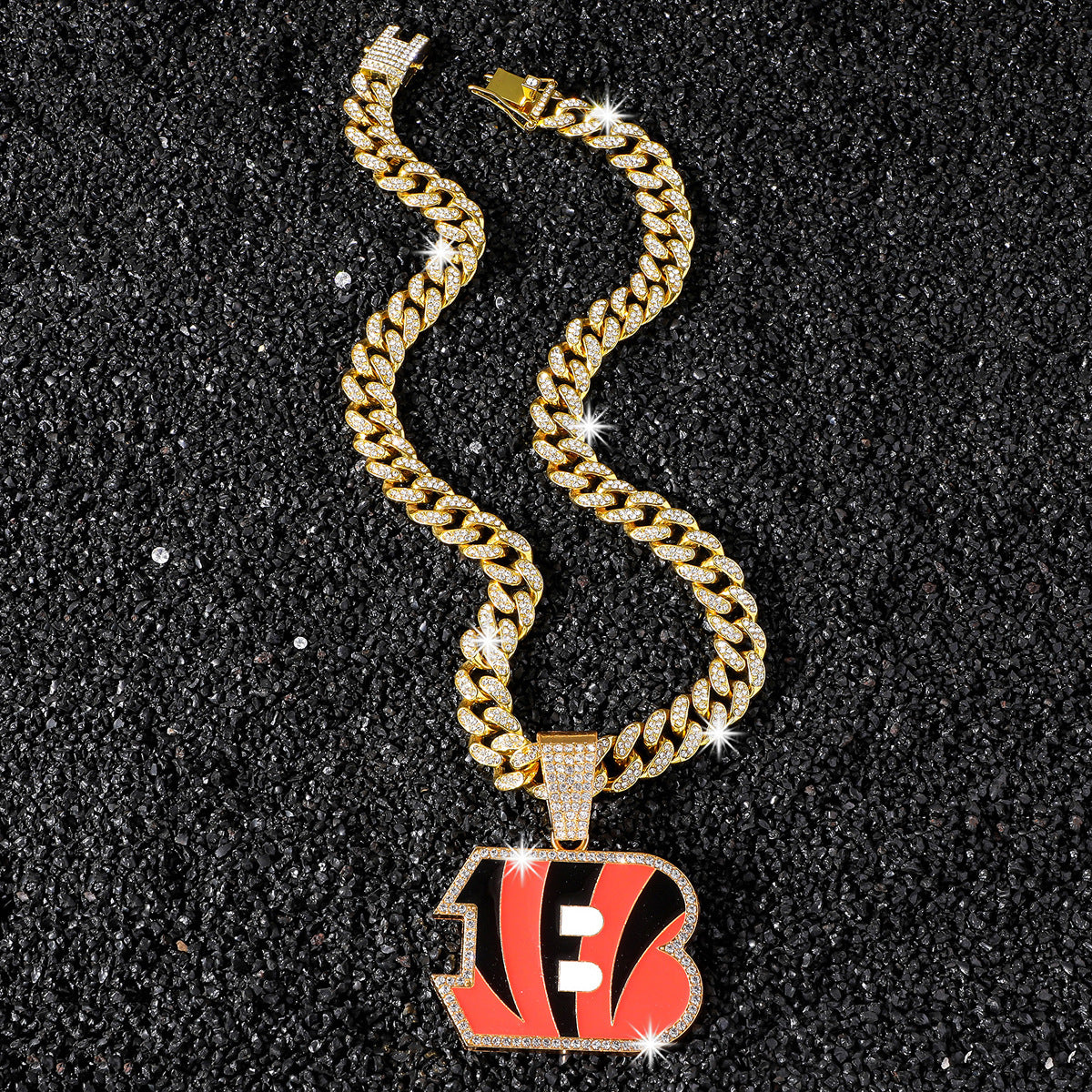 Cincinnati Bengals gold-tone rhinestone necklace