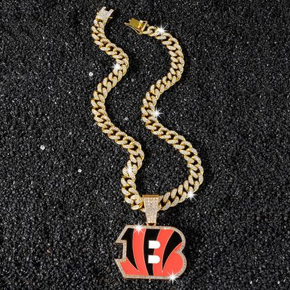 Cincinnati Bengals gold-tone rhinestone necklace