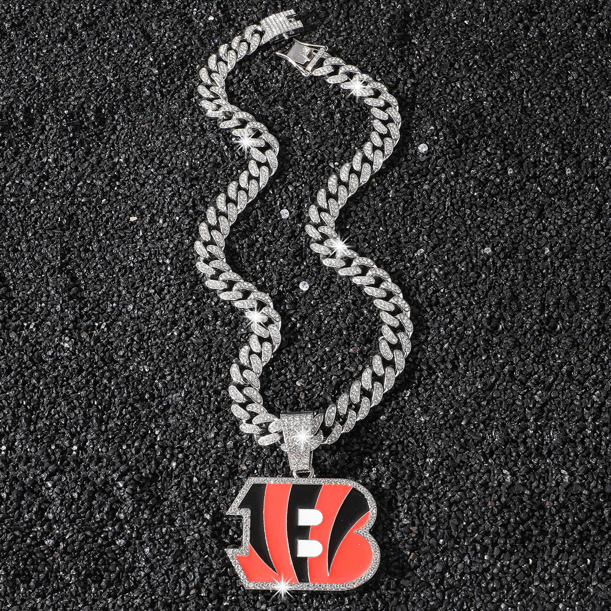 Cincinnati Bengals silver-tone rhinestone necklace