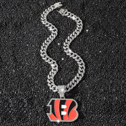 Cincinnati Bengals silver-tone rhinestone necklace