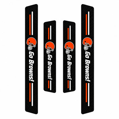 Cleveland Browns car door sill protector strips — four-piece product layout