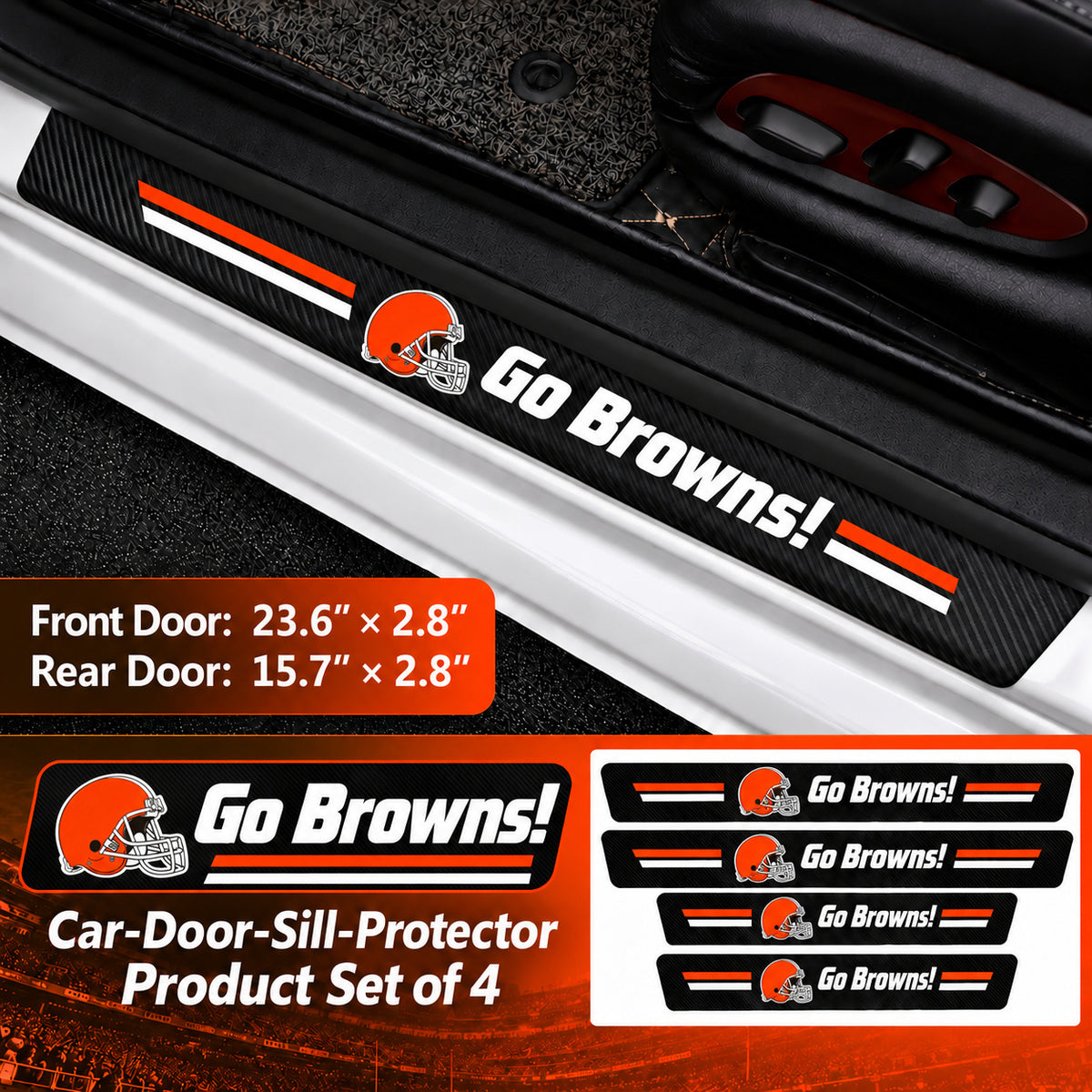 Cleveland Browns car door sill protector strips — 1 set of 4 pieces and dimensions