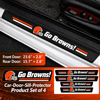 Cleveland Browns car door sill protector strips — 1 set of 4 pieces and dimensions