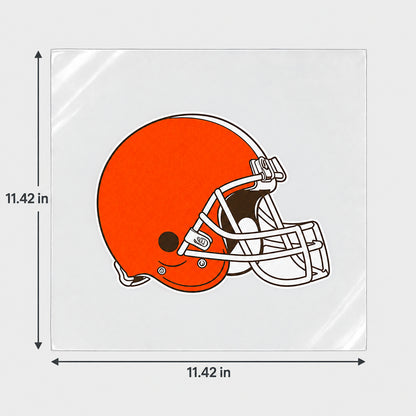 Cleveland Browns decorative sticker displayed on clear film with size markings