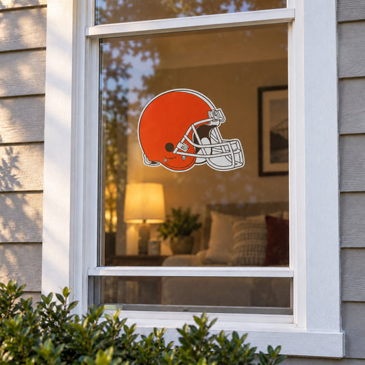 Cleveland Browns decorative sticker displayed on a home window