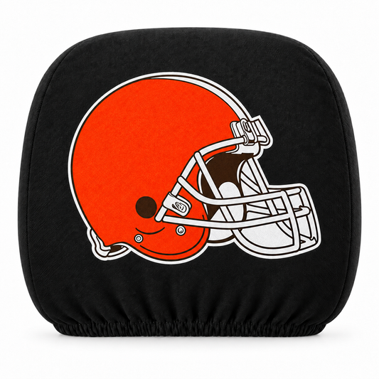 Cleveland Browns car headrest cover, Style 1 logo design, white background